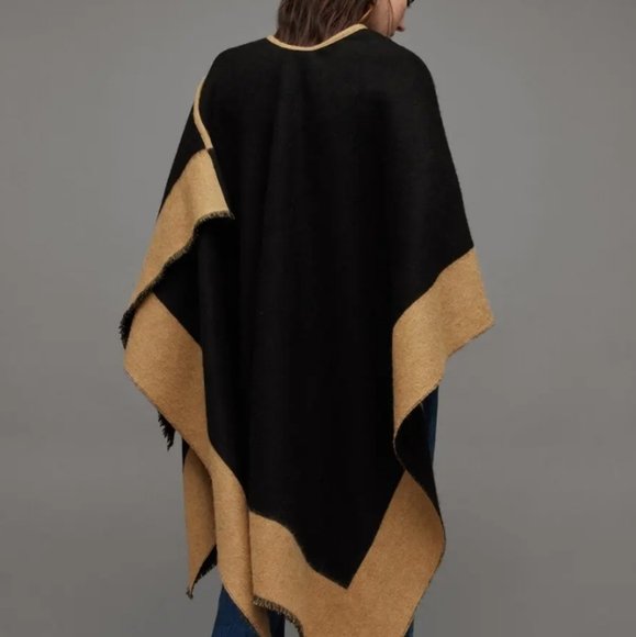 NWT Saints Border Logo Wool Ruana Scarf - Camel/Black - Picture 4 of 5